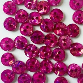 10mm - Hot Pink Sparkly Button