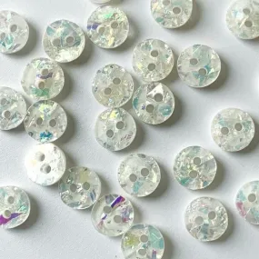 10mm - White Sparkly Button