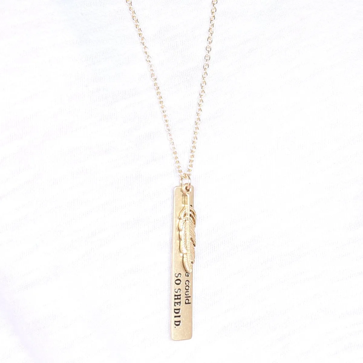 17160 - "She Believed She Could" Message Charm Pendant Necklace