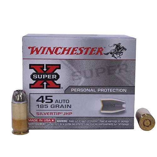 45 Automatic - Super-X, 185 Grains, Silvertip Hollow Point, Per 20