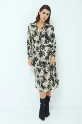 Abstract print button-up midi dress wholesale