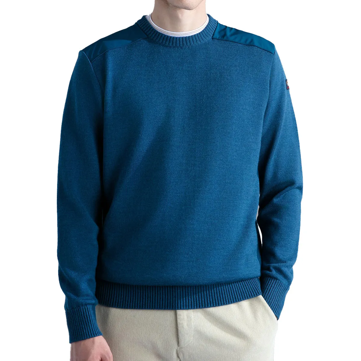 Aqua Wool Crew Neck with Typhoon Details