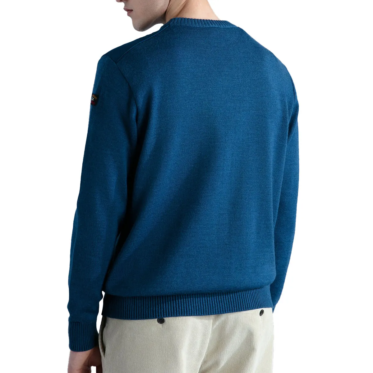 Aqua Wool Crew Neck with Typhoon Details