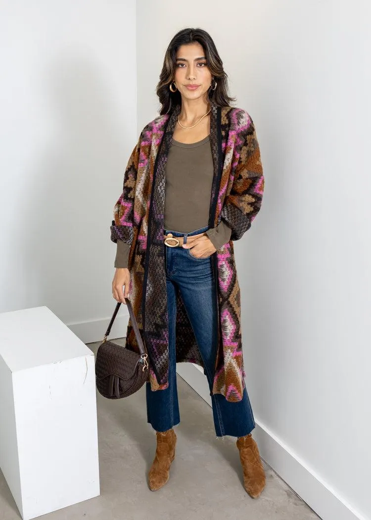 Astrid Bryce Knit Cardigan- Pink Combo