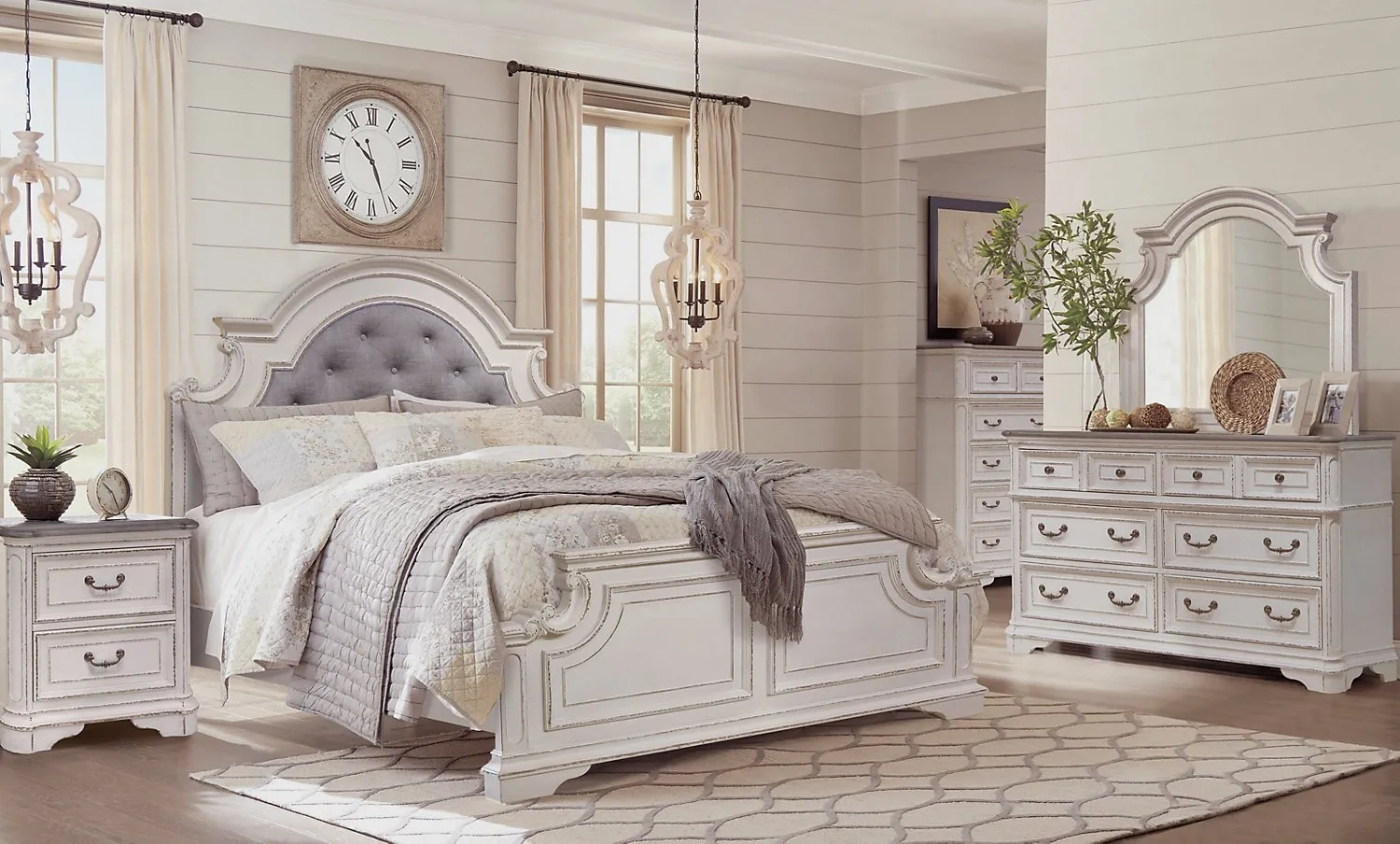 Aurelia 6-Piece Queen Bedroom Set -Antique White