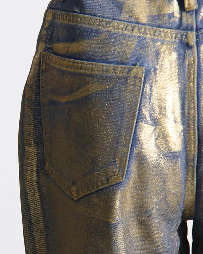 Baggy Jeans With Gold Accents