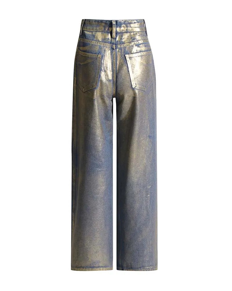 Baggy Jeans With Gold Accents