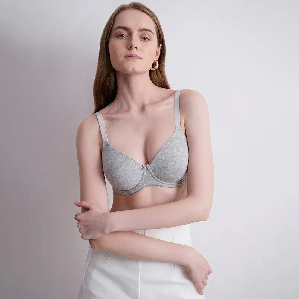 BASICS Essentials2.0 Padded Wired 3/4th Cup Everyday Wear Comfort Fit T-shirt Bra - Grey