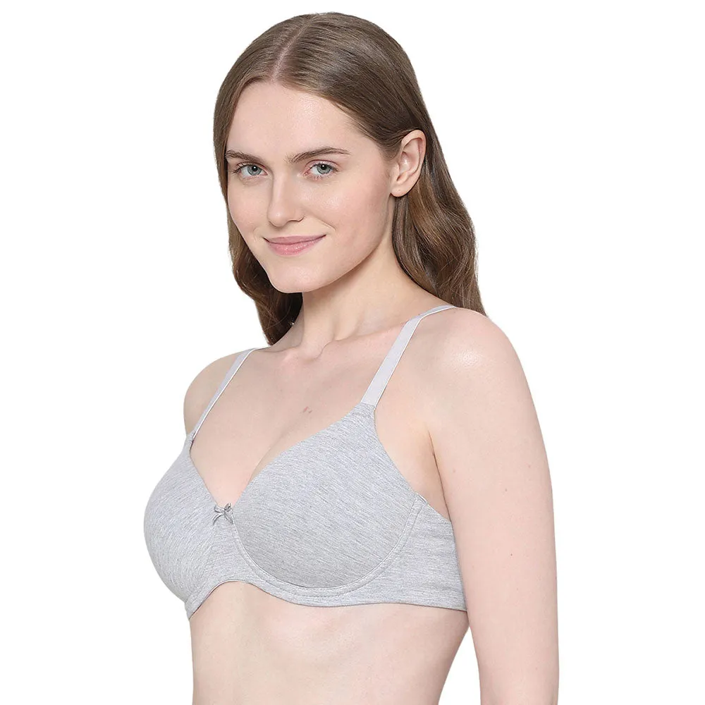 BASICS Essentials2.0 Padded Wired 3/4th Cup Everyday Wear Comfort Fit T-shirt Bra - Grey