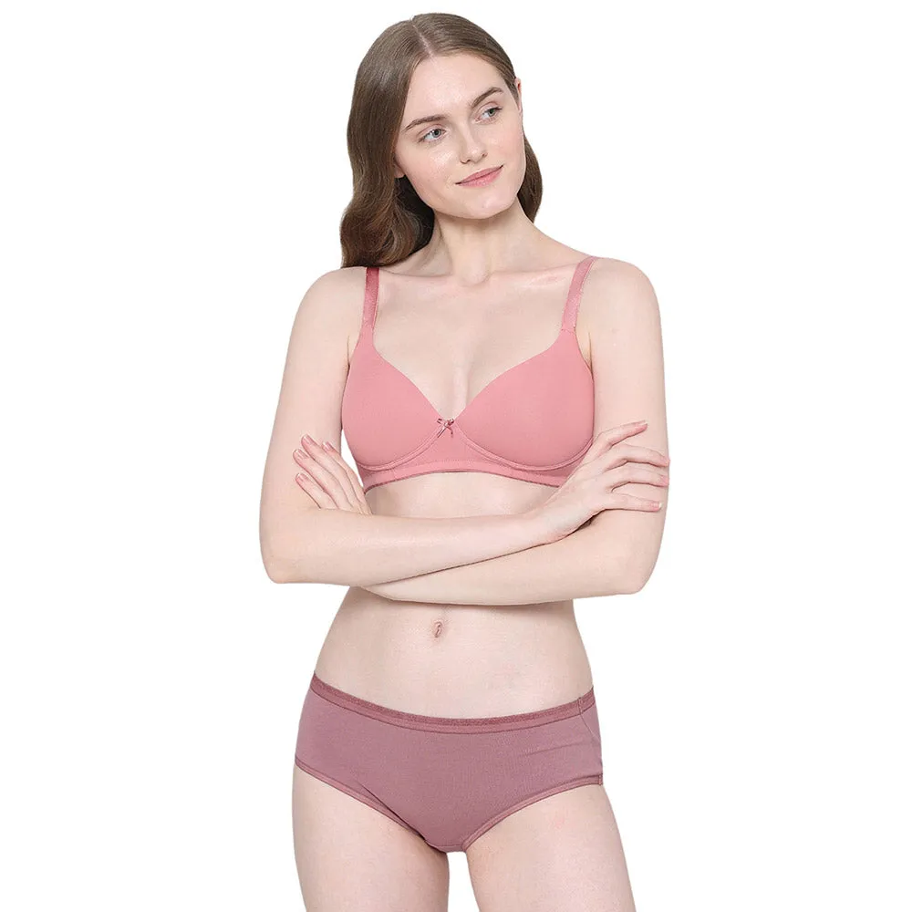 BASICS Zoe Padded Non-wired 3/4th Cup Everyday Wear Comfort Fit T-shirt Bra - Pink