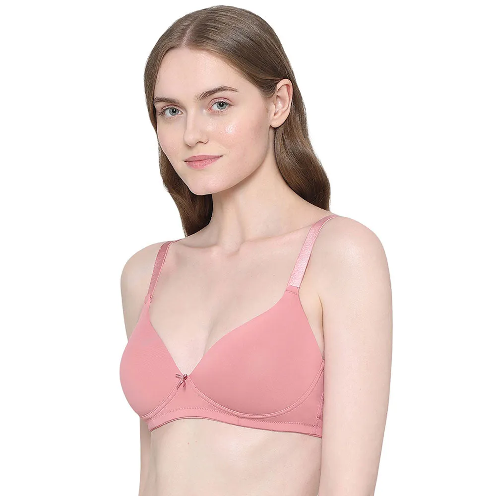 BASICS Zoe Padded Non-wired 3/4th Cup Everyday Wear Comfort Fit T-shirt Bra - Pink