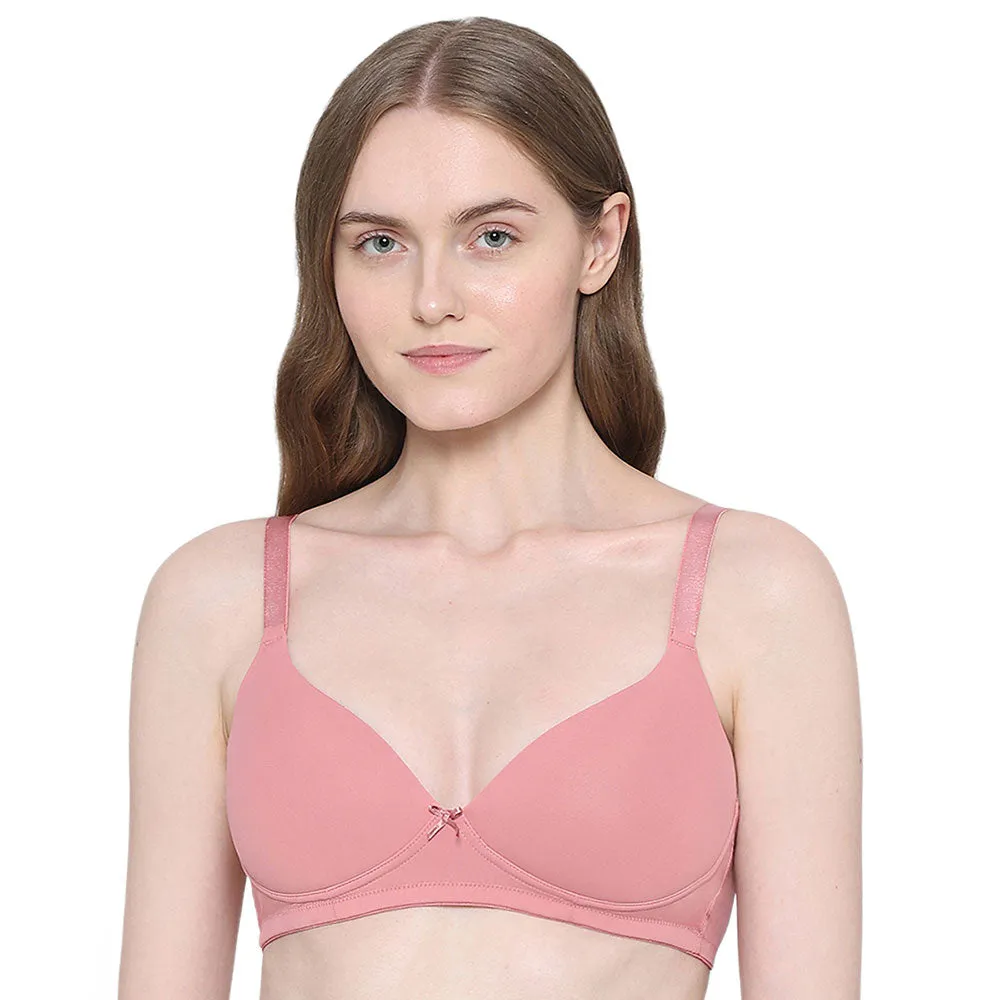 BASICS Zoe Padded Non-wired 3/4th Cup Everyday Wear Comfort Fit T-shirt Bra - Pink