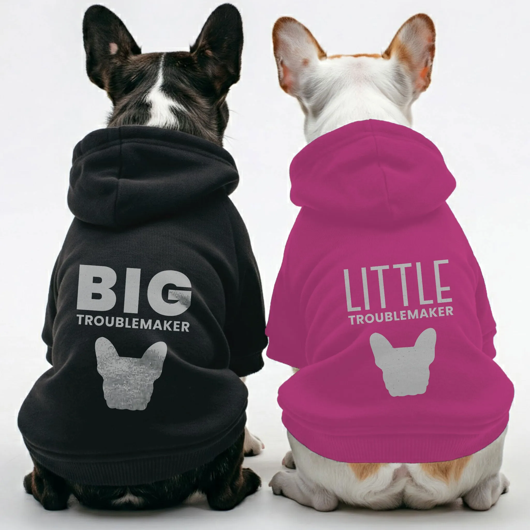 Big troublemaker and Little troublemaker - Matching French Bulldog Hoodies – Stylish, Cozy & Personalized!