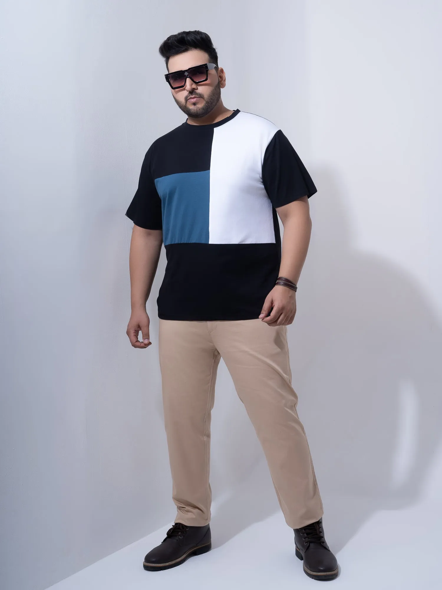 Black Airifoce White Colourblock Plus Size T-shirt