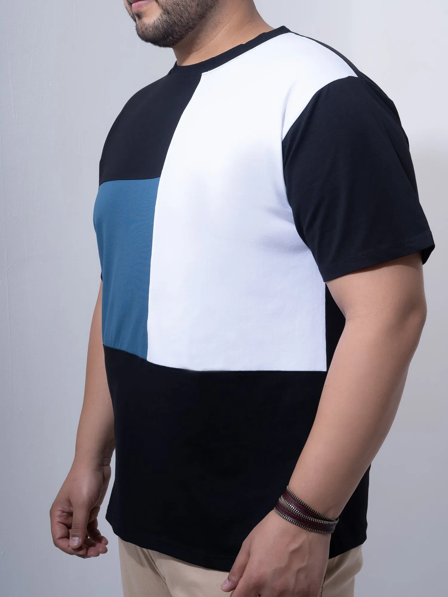 Black Airifoce White Colourblock Plus Size T-shirt