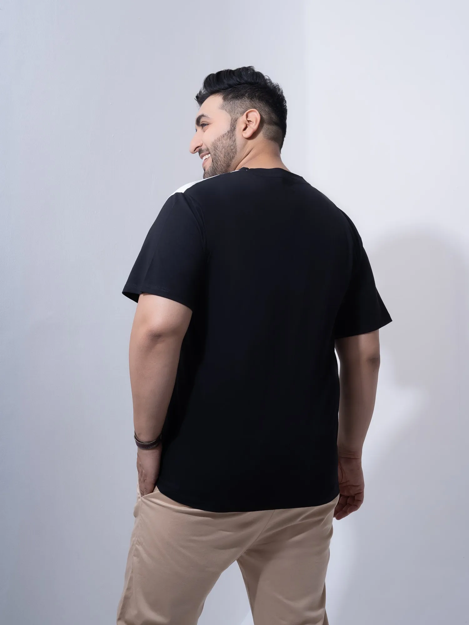 Black Airifoce White Colourblock Plus Size T-shirt