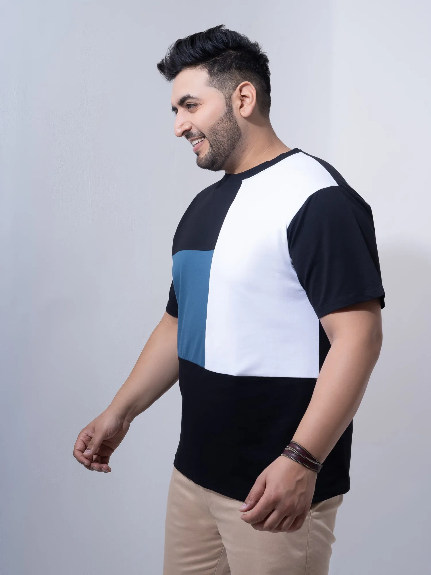 Black Airifoce White Colourblock Plus Size T-shirt