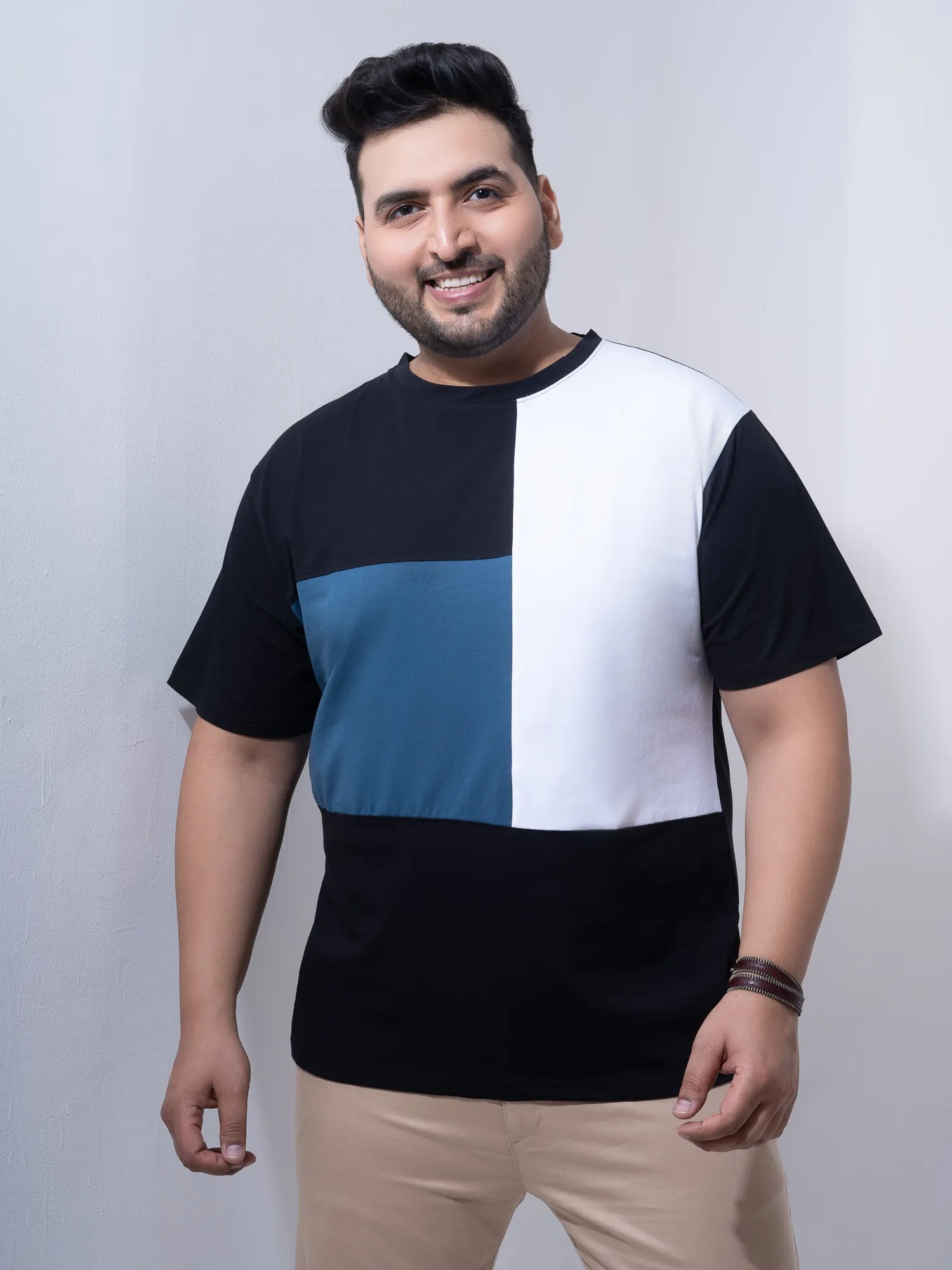 Black Airifoce White Colourblock Plus Size T-shirt