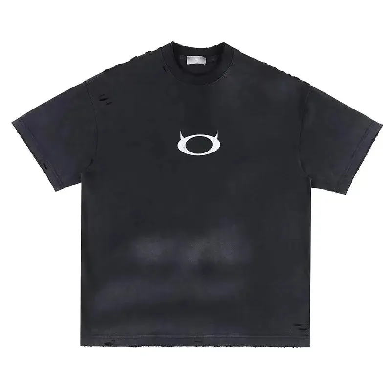 Black Washed Logo Printed Tee