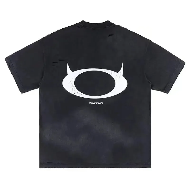 Black Washed Logo Printed Tee