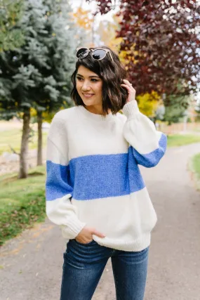 Blue Horizons Color Block Sweater