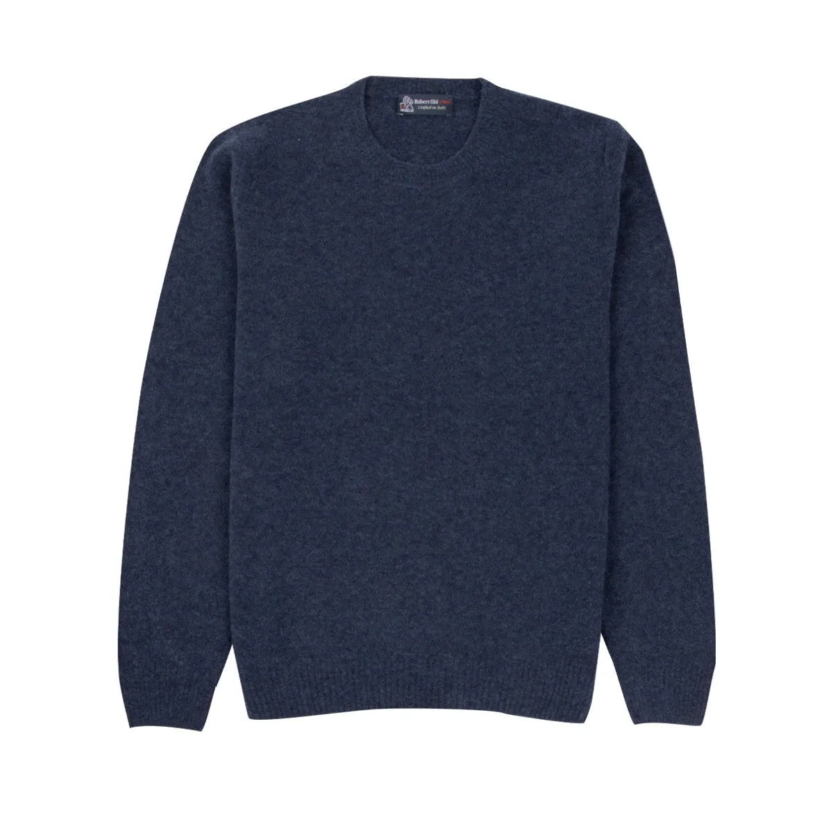 Blue Marl Crew Neck Bouclé Wool Sweater