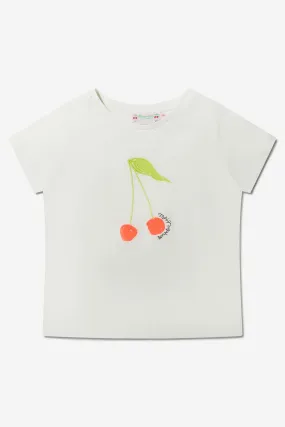 Bonpoint Girls Organic Cotton Embroidered Cherry Jersey T-Shirt