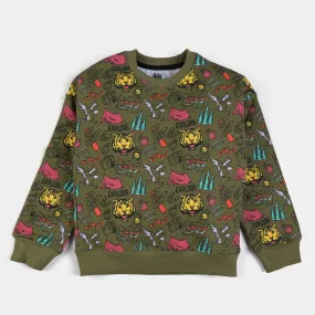 Boys Fleece Sweatshirt Lake Camp-C.Olive