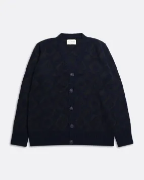 Buckley Cardigan - Navy / Green Geo Pattern