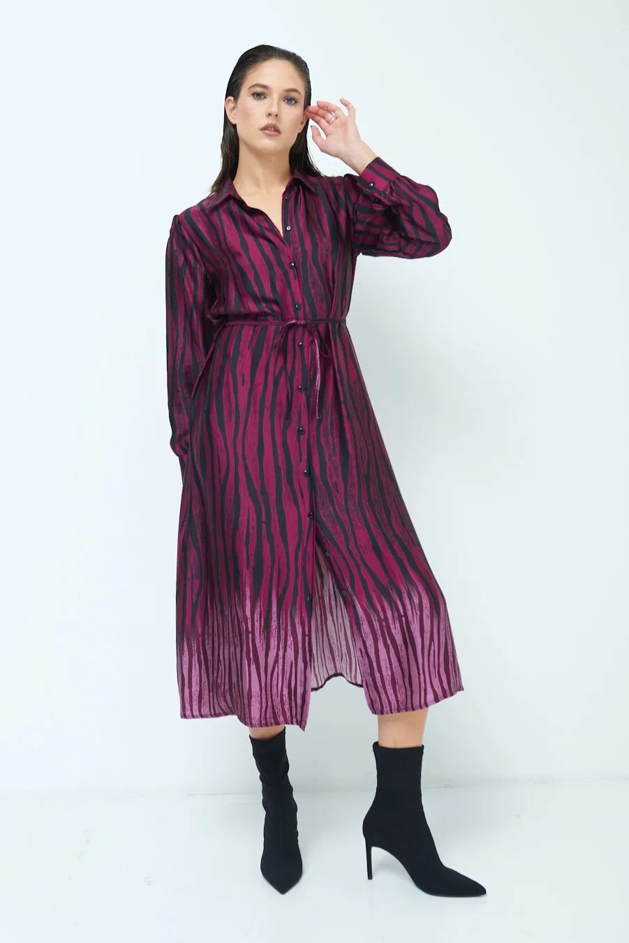 Button-down printed midi dress wholesale