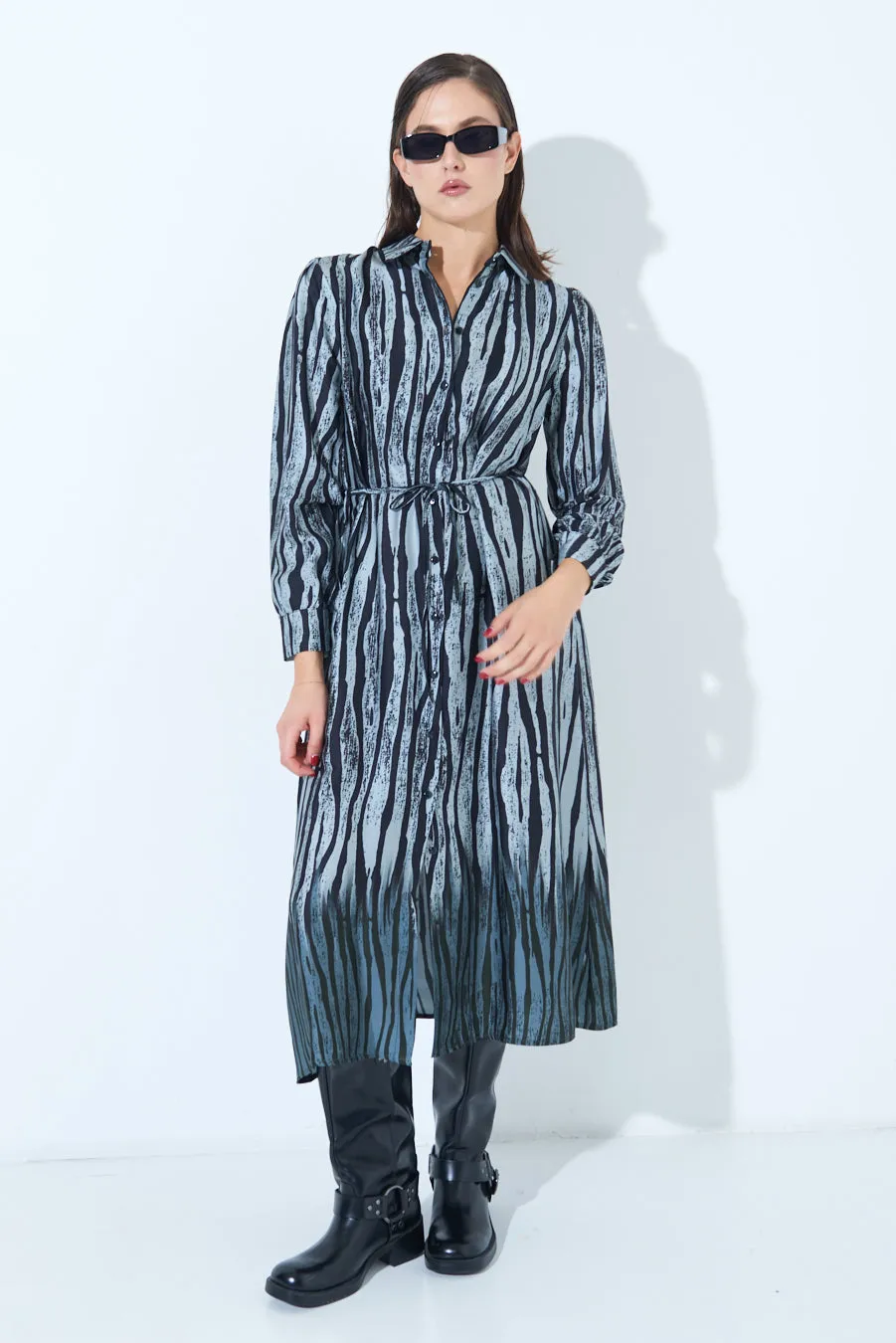 Button-down printed midi dress wholesale