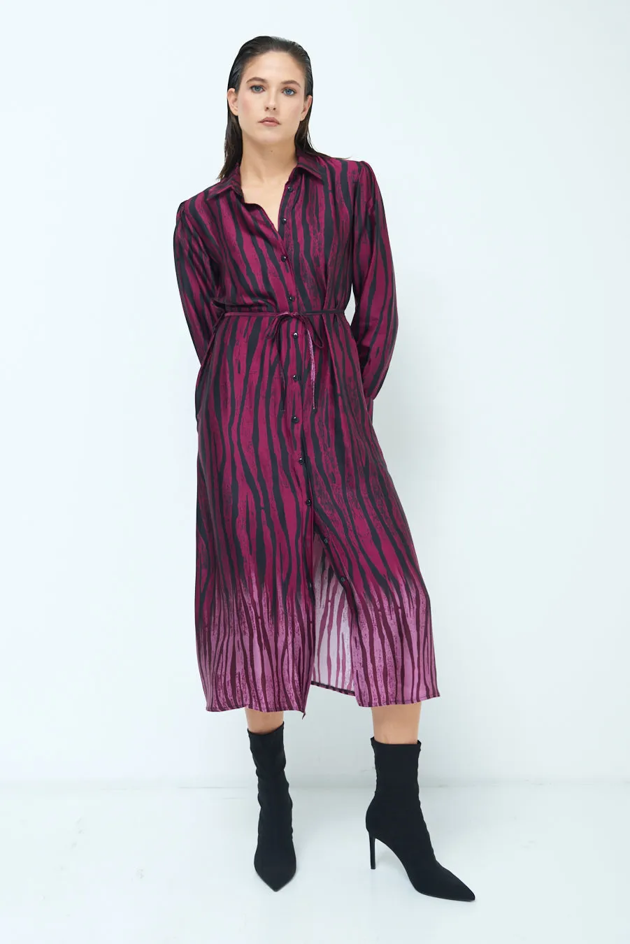 Button-down printed midi dress wholesale