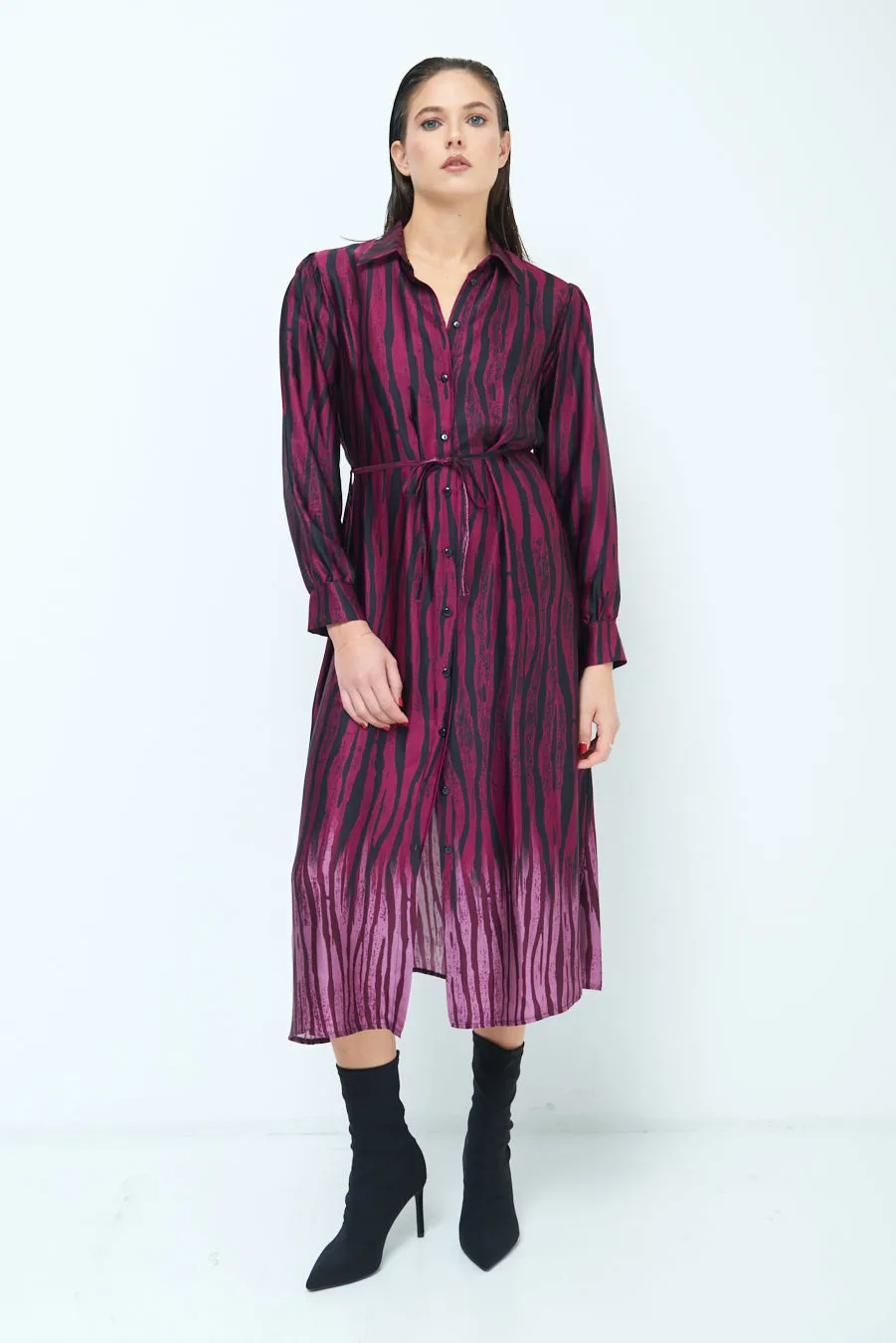 Button-down printed midi dress wholesale