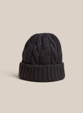 Cable Knit Beanie - Charcoal