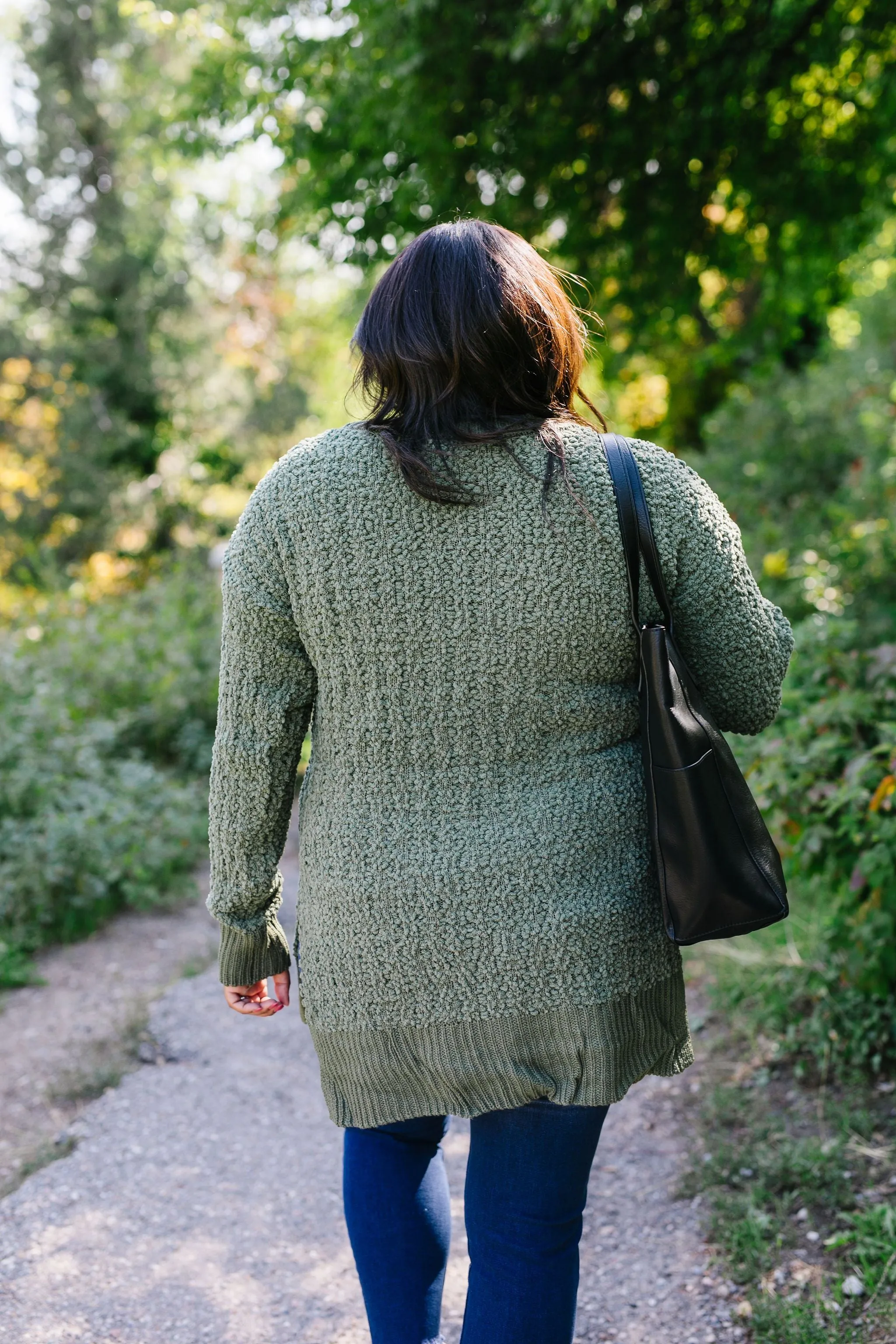 Cable Knit Popcorn Sweater In Olive