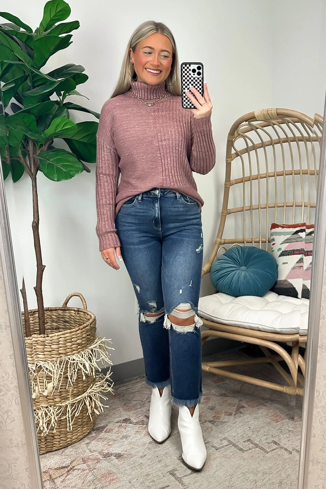 Candis Turtleneck Ribbed Knit Sweater - FINAL SALE