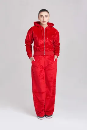 Casual Plush Zip Up Hoody Tracksuit - Women