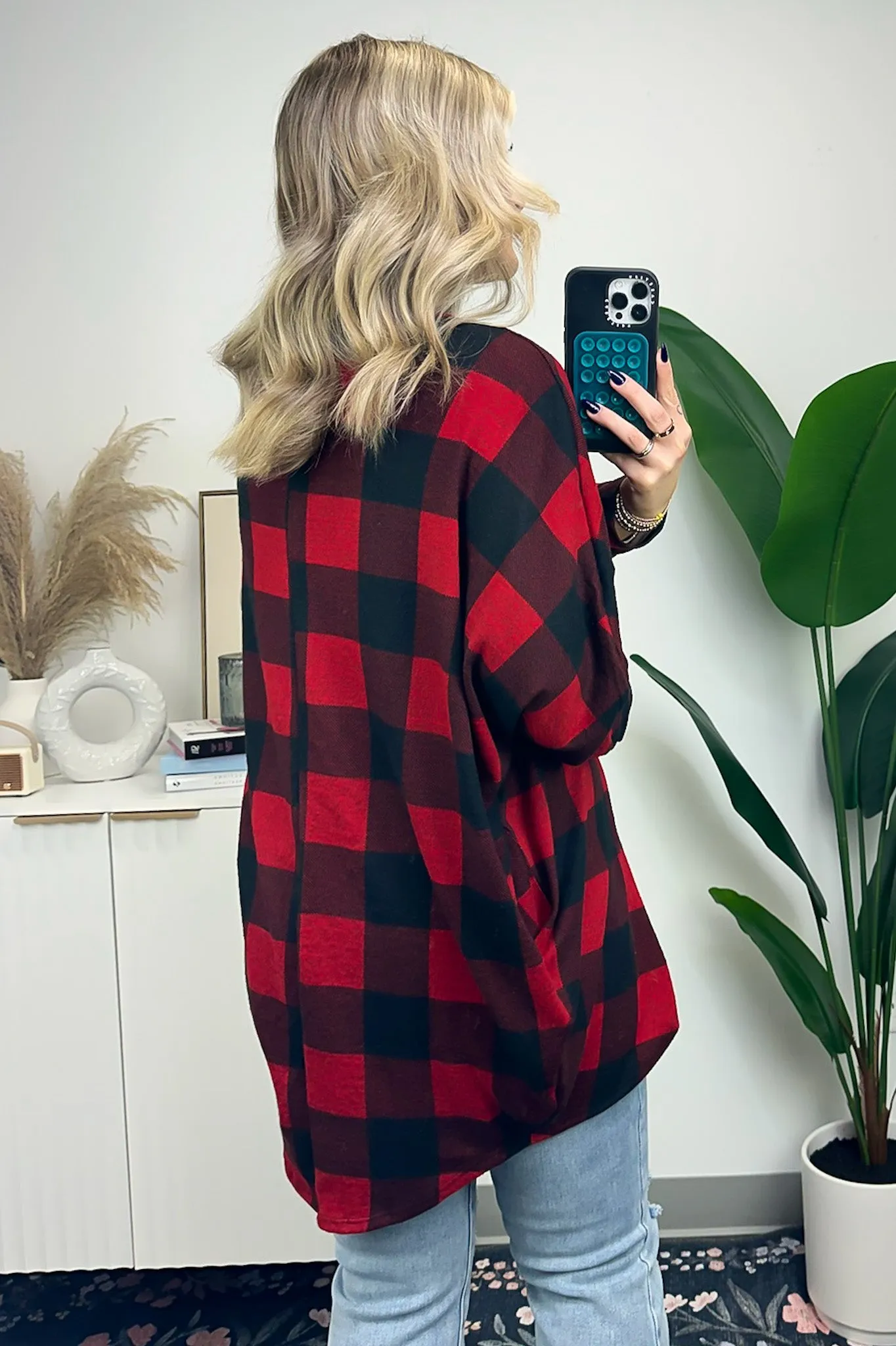 Certified Charm Plaid Print Draped Cardigan - FINAL SALE