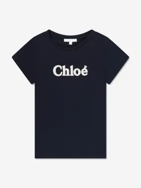 Chloé Girls Logo T-Shirt in Navy