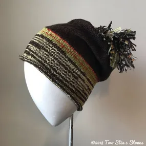 Chocolate w/Orange & Green Accents *Funky Chic* Pom-Pom