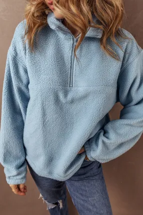 Collared Zipper Fleece Sweatshirt