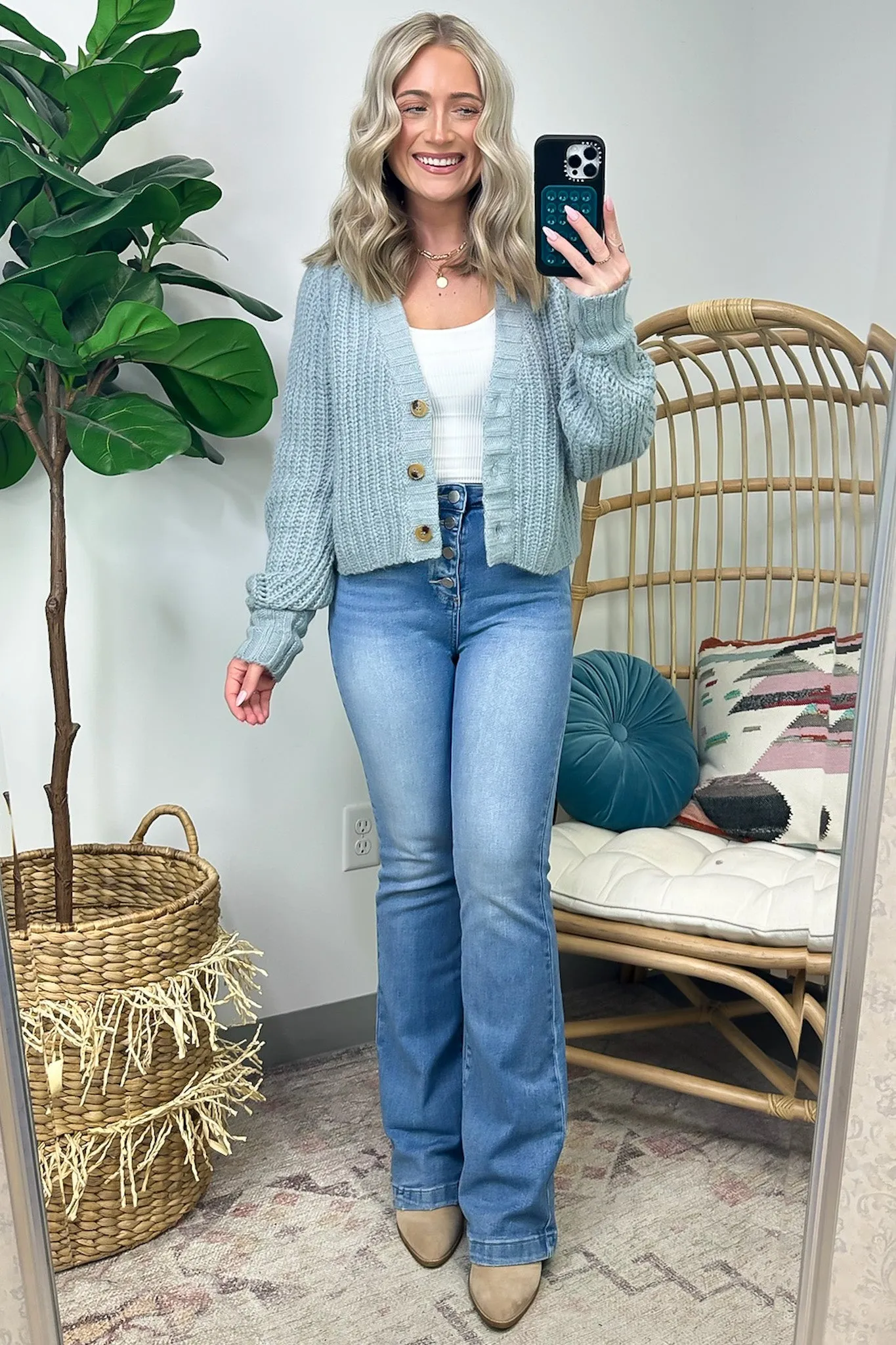 Cozy Addition Button Down Crop Cardigan - FINAL SALE