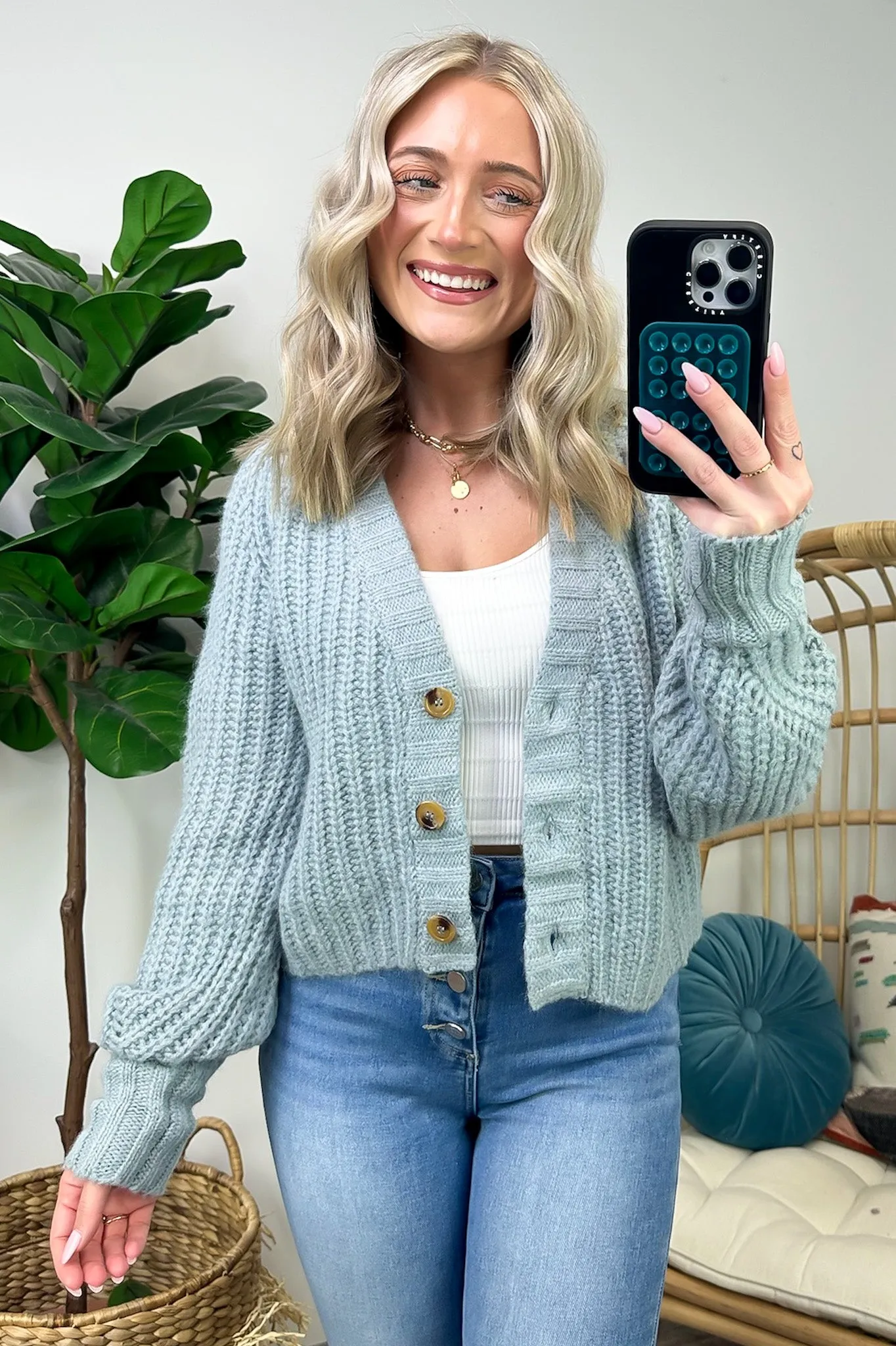 Cozy Addition Button Down Crop Cardigan - FINAL SALE