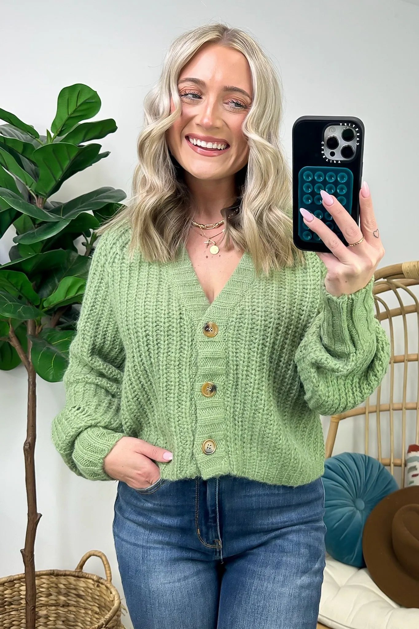 Cozy Addition Button Down Crop Cardigan - FINAL SALE