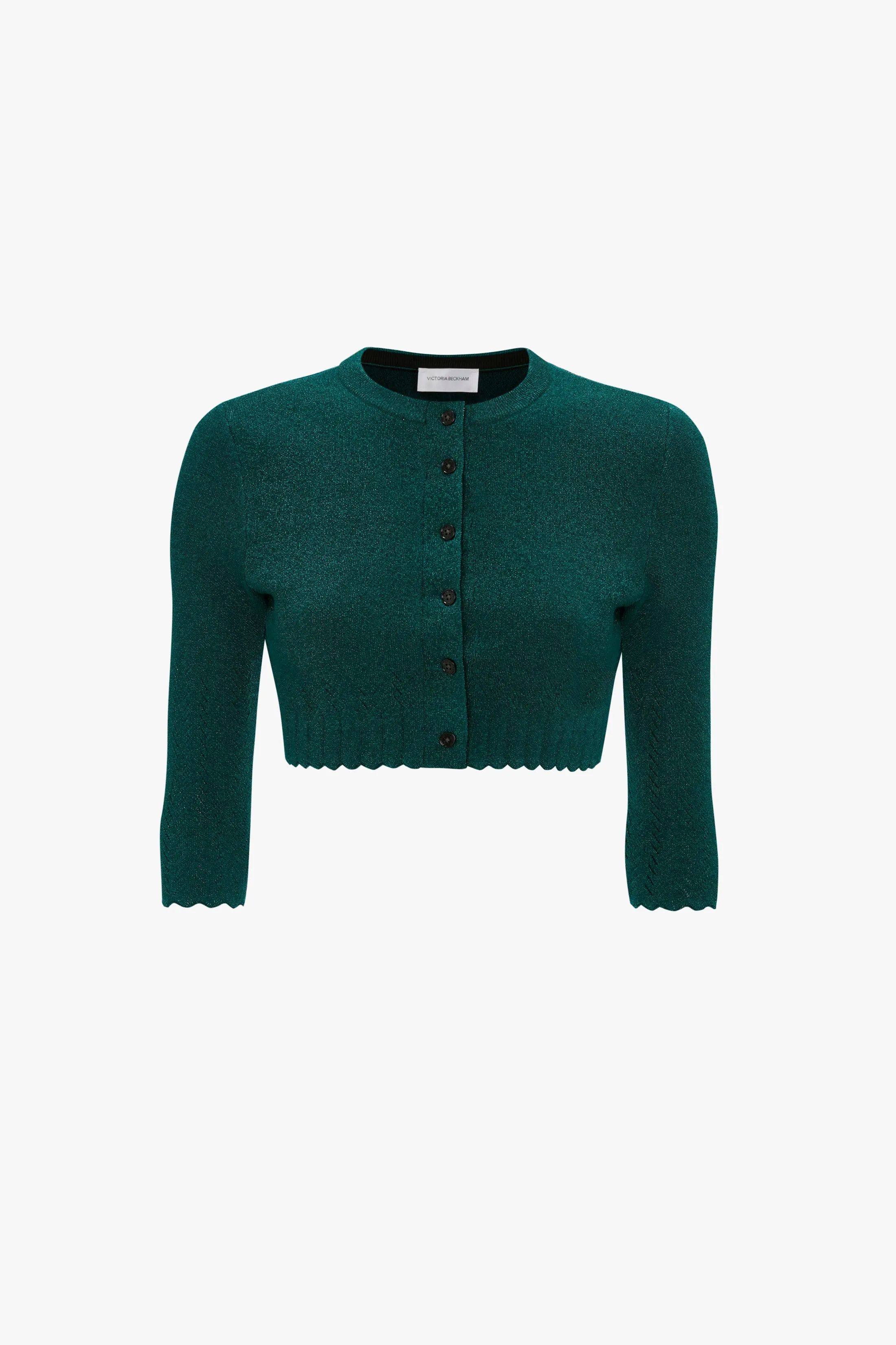 Cropped Cardi In Lurex Green