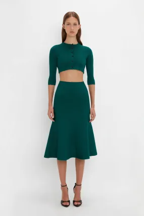 Cropped Cardi In Lurex Green