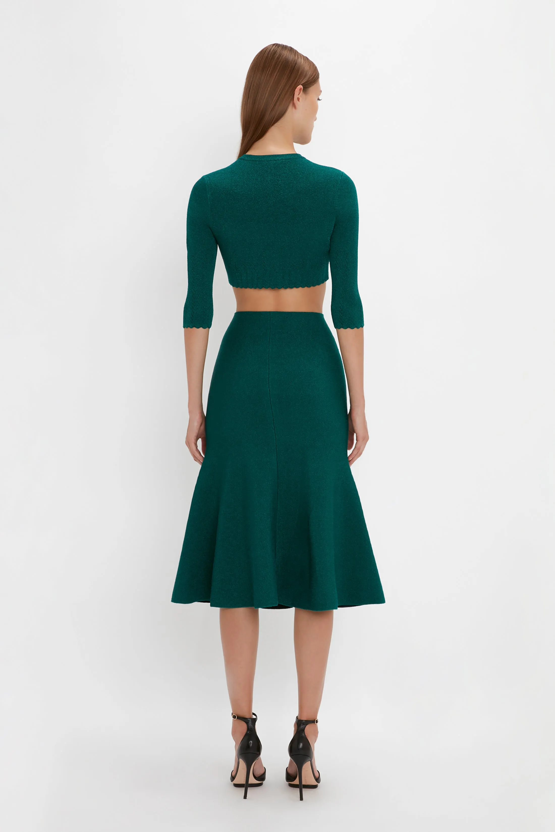 Cropped Cardi In Lurex Green