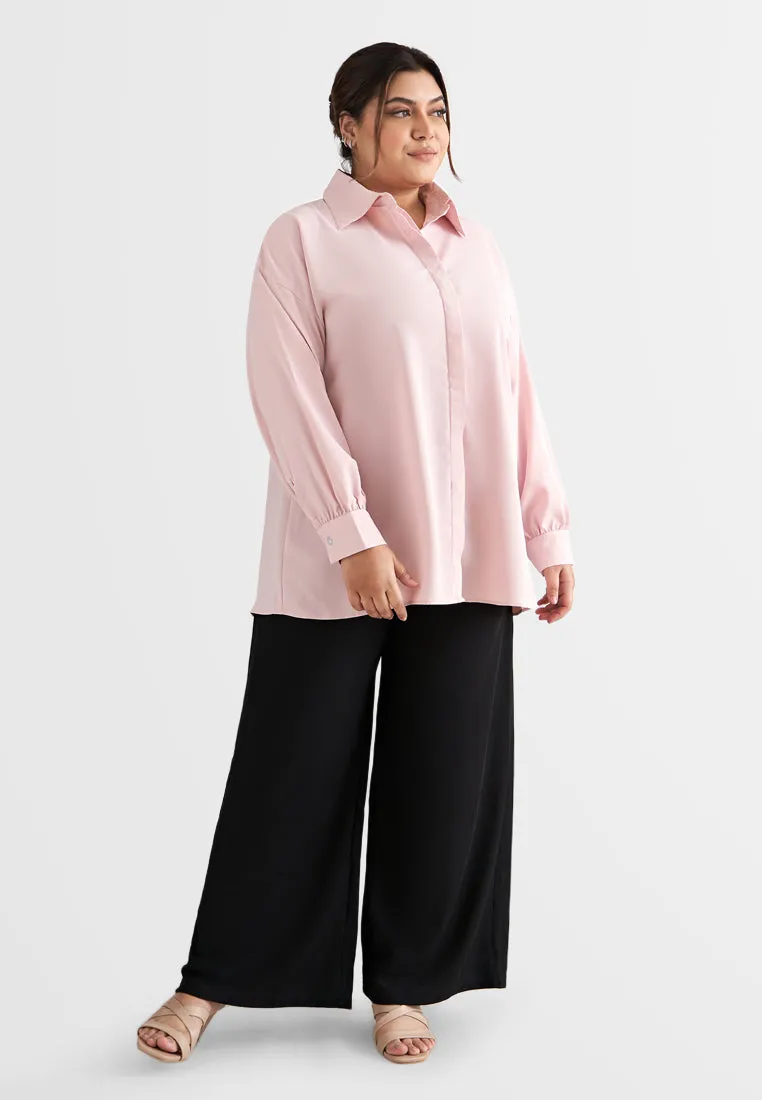 Darla Effortless Drop Shoulder Shirt - Light Pink