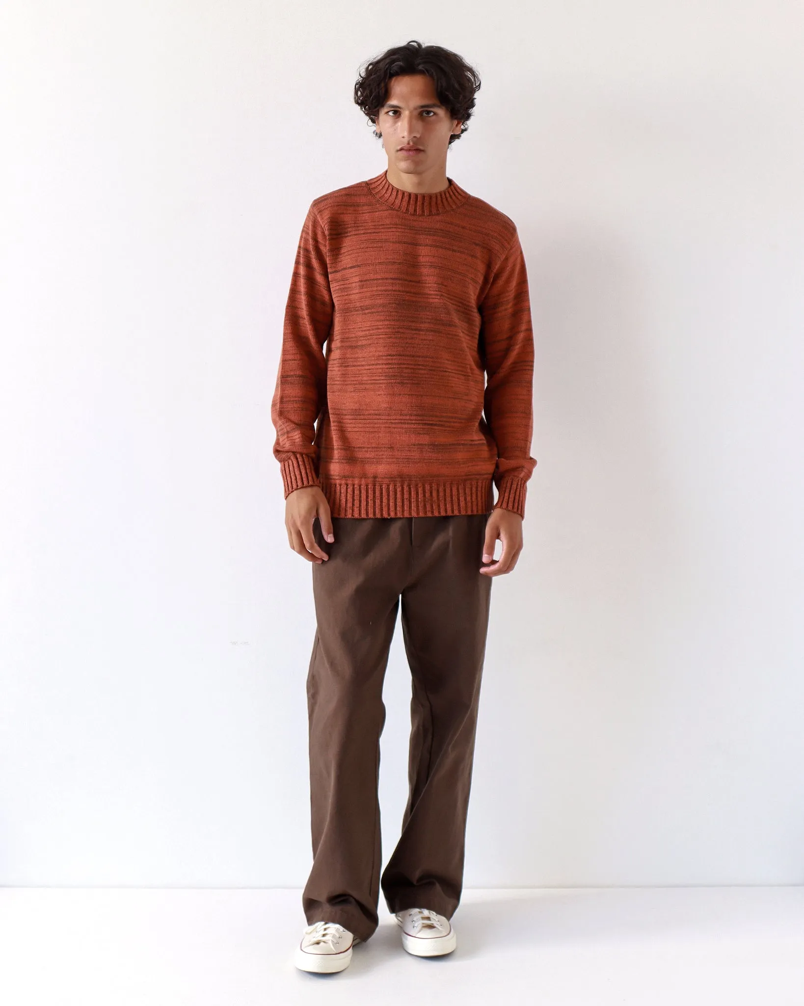 Dieter Knit - Brown / Burnt Orange Twisted Yarn