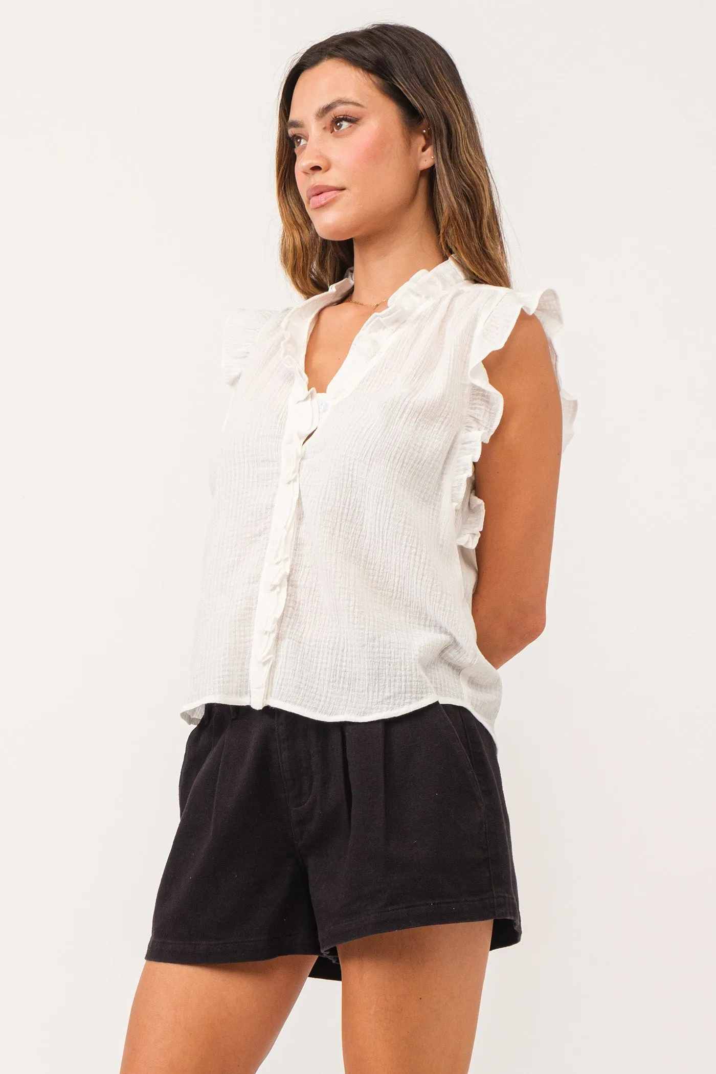 ELLIE RUFFLE SHIRT WHITE